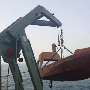 Rescue boat and lifeboat inspection by OJ Safety technician in Riga, Latvia – RINA approved annual and five-year service under IMO MSC.402(96) covering Baltic Sea ports