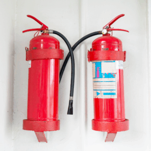 Portable fire extinguishers on ship inspected under SOLAS Chapter II-2 and IMO MSC.1/Circ.1432 by OJ Safety across European ports.