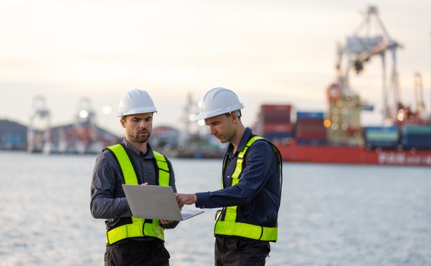 OJ Safety technicians performing detailed marine safety inspection with digital reporting — safety first, class-accepted